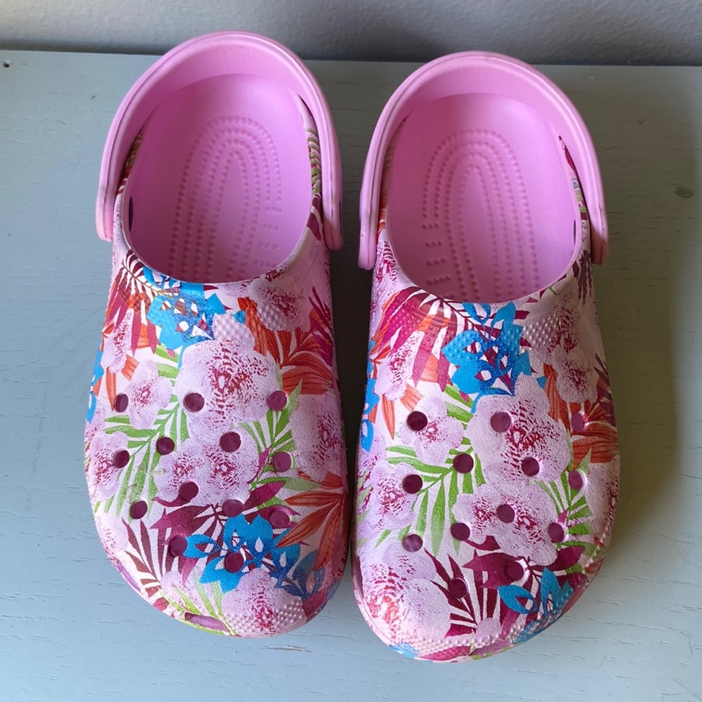 Pink Floral Crocs
